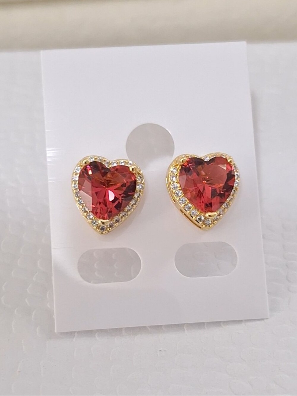 Ruby diamond cut heart shape Stud earrings